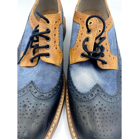 Clarks England Limited Edition Derby Oxford Mens Size13 Blue Brown Two Tone - Picture 4 of 8